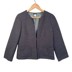 J.‎ Crew Collarless Tweed Blazer Jacket Women Size 8 Wool Blend Old Money Luxury